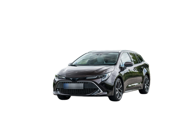 The same estate car cut out on a transparent background, with the license plate hidden